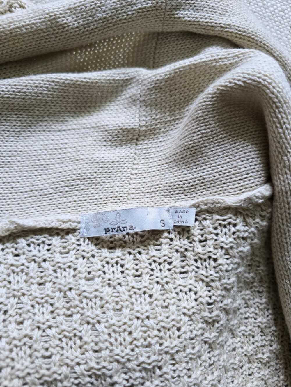 prAna Diamond Weave Sweater Duster Shawl Wrap Wool Blend Size Small Loungewear - Picture 7 of 8
